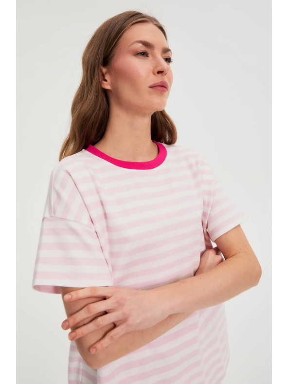 Moodo Oversize majica s črtami roza Moodo