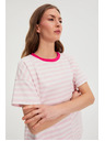 Moodo Oversize majica s črtami roza Moodo
