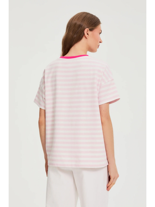 Moodo Oversize majica s črtami roza Moodo