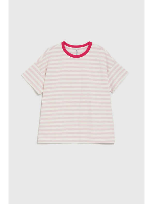 Moodo Oversize majica s črtami roza Moodo