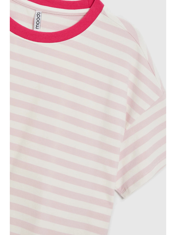 Moodo Oversize majica s črtami roza Moodo