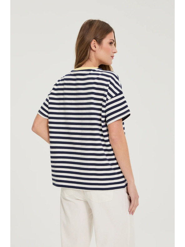 Moodo Oversize majica s črtami temno modra Moodo