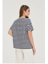 Moodo Oversize majica s črtami temno modra Moodo
