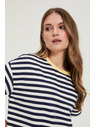 Moodo Oversize majica s črtami temno modra Moodo