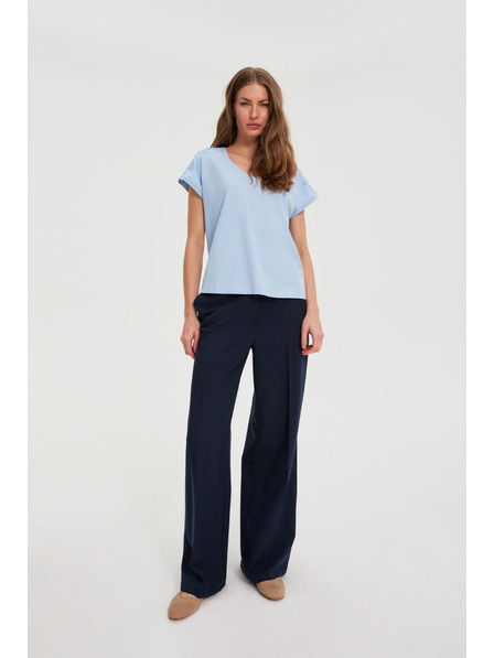 Moodo Bluza s čipko na rokavih svetlo modra Moodo