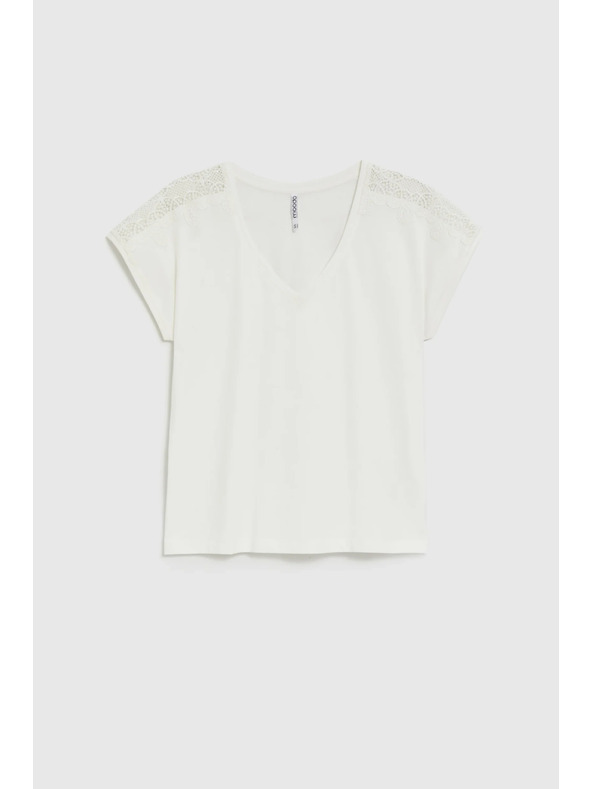 Moodo Bluza s čipko na rokavih bela Moodo