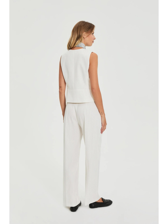 Moodo Oblekne hlače s črtami bele Moodo