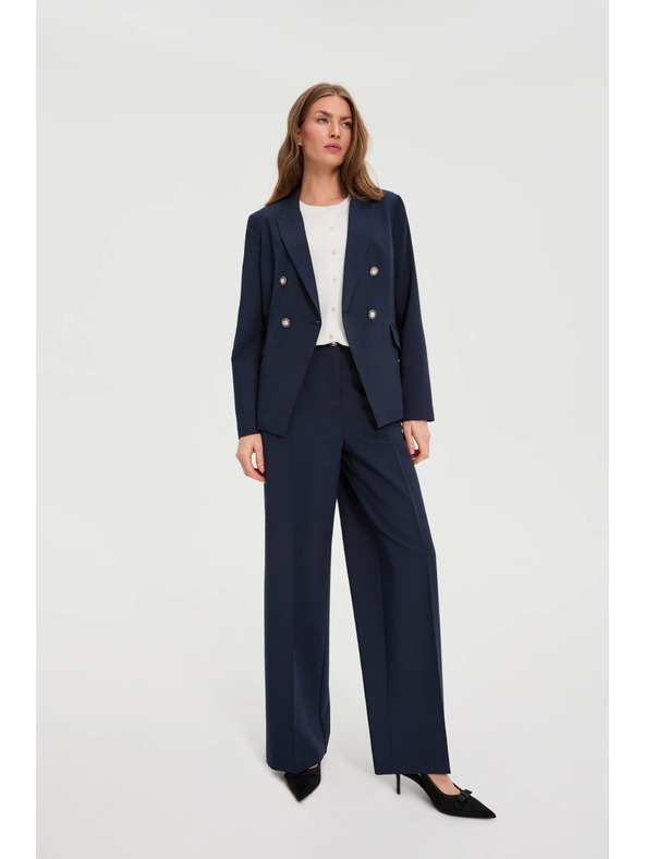 Moodo Hlače s širokimi nogavicami temno modre Moodo