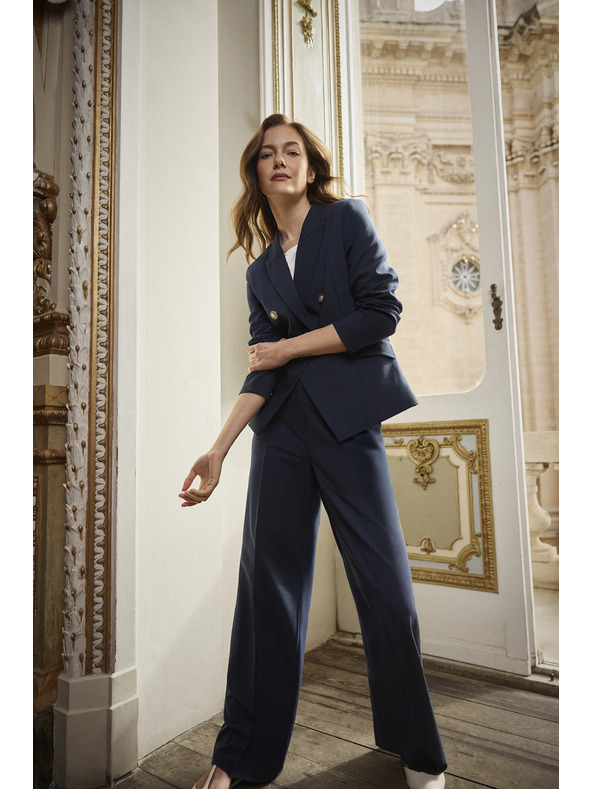 Moodo Hlače s širokimi nogavicami temno modre Moodo