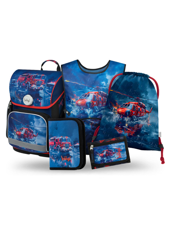 BAAGL  BAAGL SET 5 Ergo Reševalci: aktovka, penal, vrečka, predpasnik, denarnica