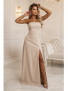 numoco ELARA Korzetni maksi haljaci z razporkom in vezanjem na hrbtnih straneh - bež