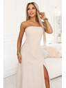 numoco ELARA Korzetni maksi haljaci z razporkom in vezanjem na hrbtnih straneh - bež