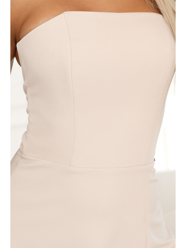 numoco ELARA Korzetni maksi haljaci z razporkom in vezanjem na hrbtnih straneh - bež