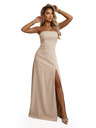 numoco ELARA Korzetni maksi haljaci z razporkom in vezanjem na hrbtnih straneh - bež