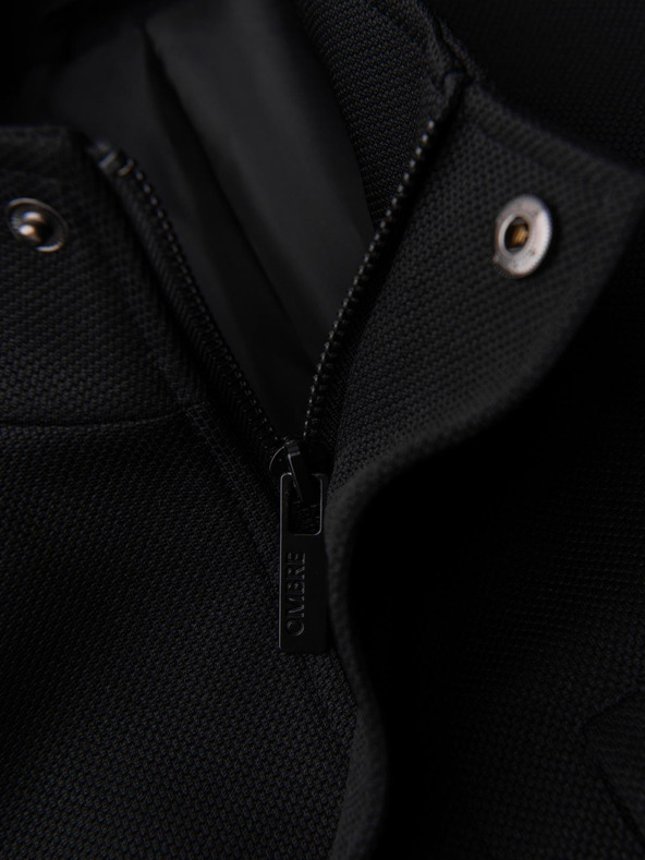 Ombre Clothing Moški prilegajoči strukturirani plašč z visokim ovratnikom - črn V1 OM-COWC-0136 Ombre Clothing