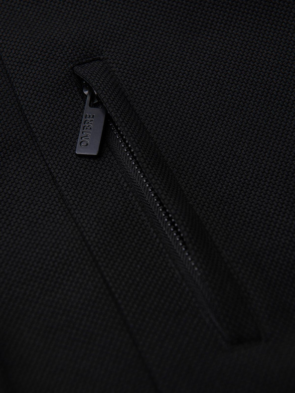 Ombre Clothing Moški prilegajoči strukturirani plašč z visokim ovratnikom - črn V1 OM-COWC-0136 Ombre Clothing