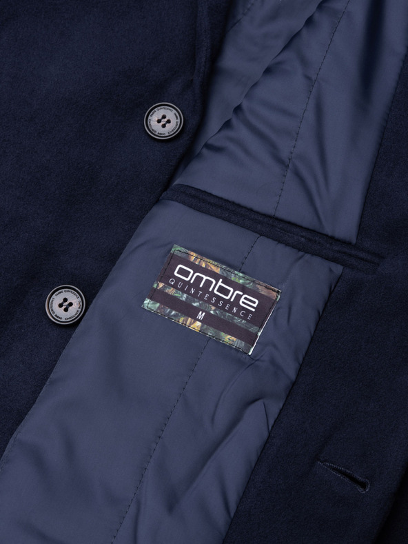 Ombre Clothing Moški klasični envrstvni plašč - temno moder V1 C432 Ombre Clothing