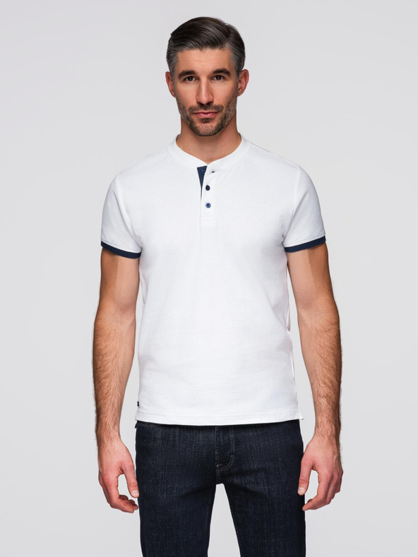 Ombre Clothing Bela moška polo majica Ombre Clothing