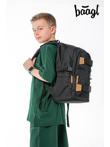 BAAGL  Sivi šolski nahrbtnik Baagl Skate Darkness