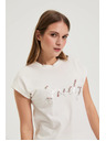 Moodo Majica s potiskom in perličkami bela Moodo