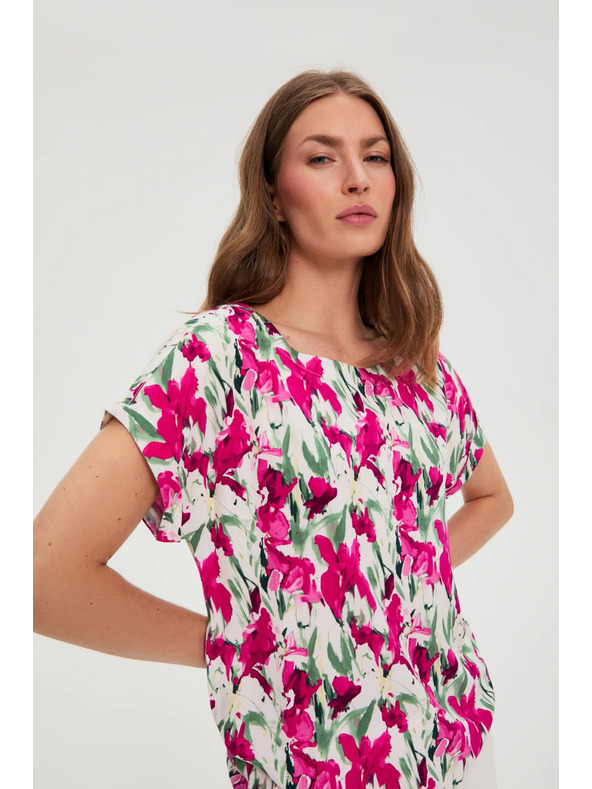 Moodo Srajca s kratkimi rokavi fucsijna Moodo