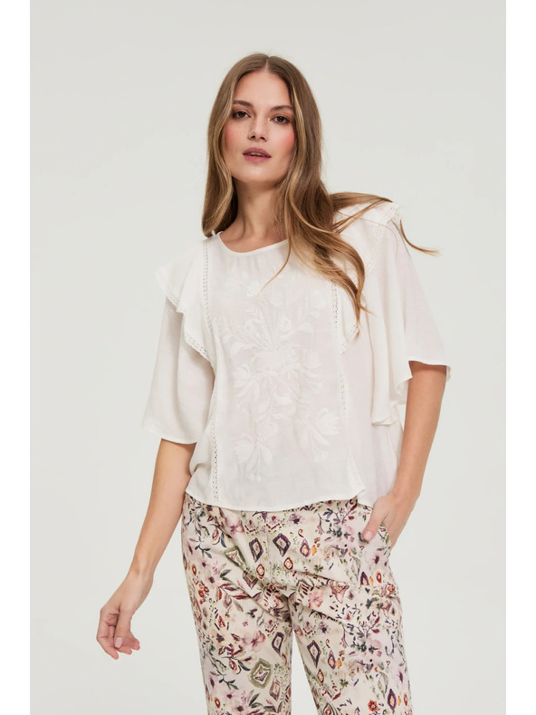 Moodo Srajca s volaniti bela Moodo