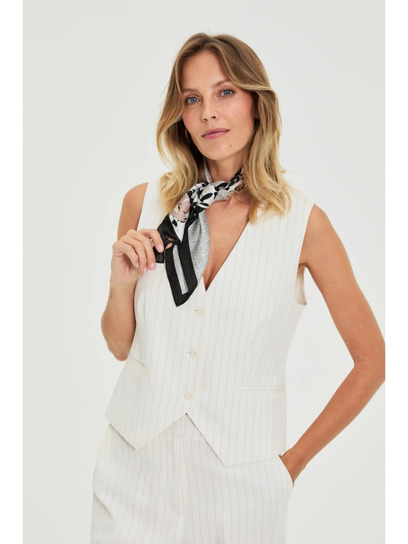 Moodo Telovnik s tankimi progami bela Moodo