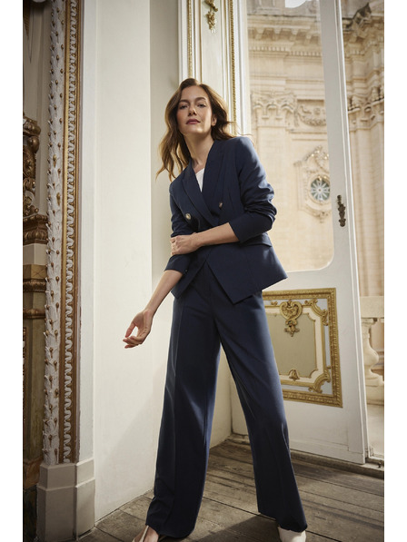 Moodo Modra dvojna sako z okrasnimi gumbi Moodo