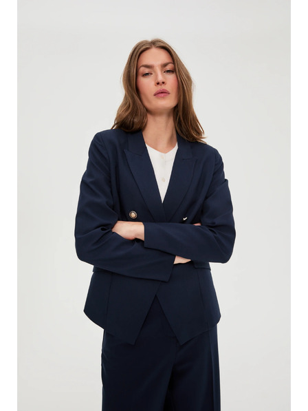 Moodo Modra dvojna sako z okrasnimi gumbi Moodo