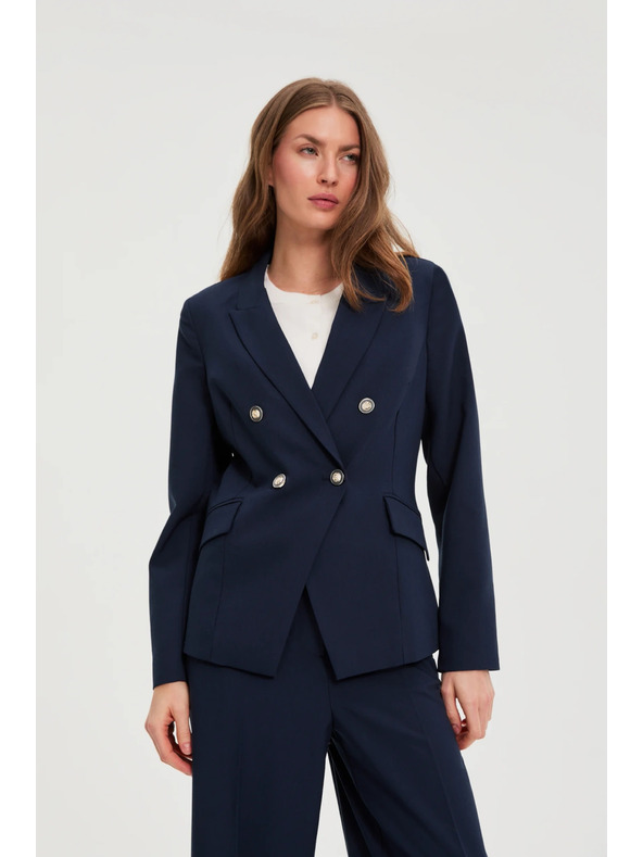 Moodo Modra dvojna sako z okrasnimi gumbi Moodo