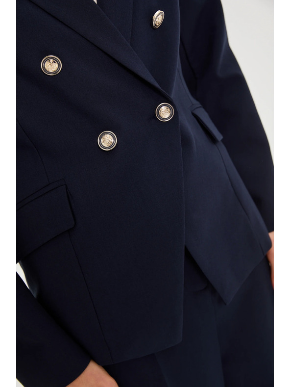 Moodo Modra dvojna sako z okrasnimi gumbi Moodo