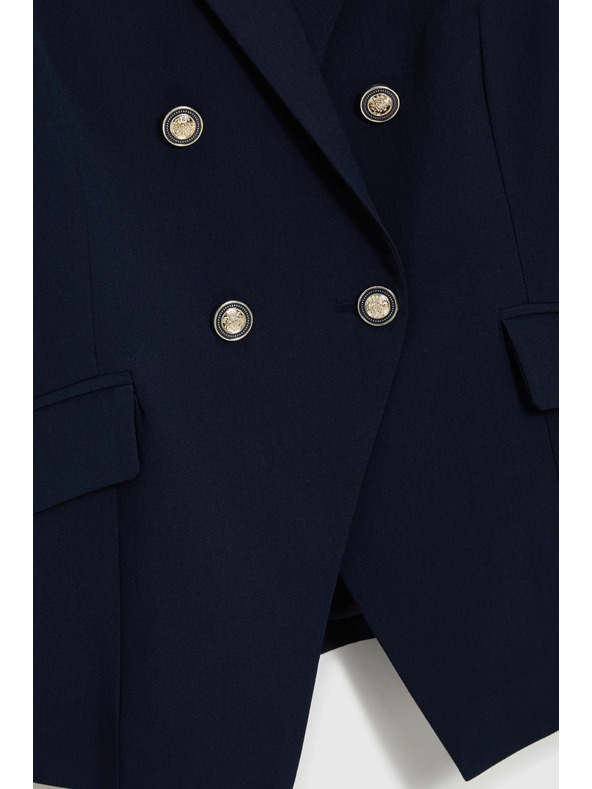 Moodo Modra dvojna sako z okrasnimi gumbi Moodo
