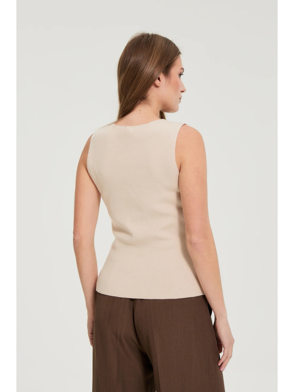 Moodo Majica z okrasnimi gumbi bež Moodo