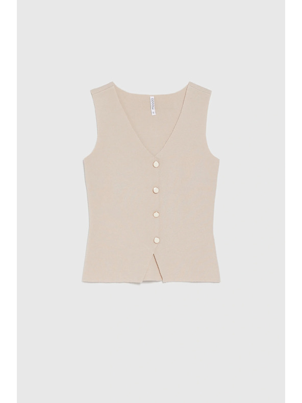 Moodo Majica z okrasnimi gumbi bež Moodo