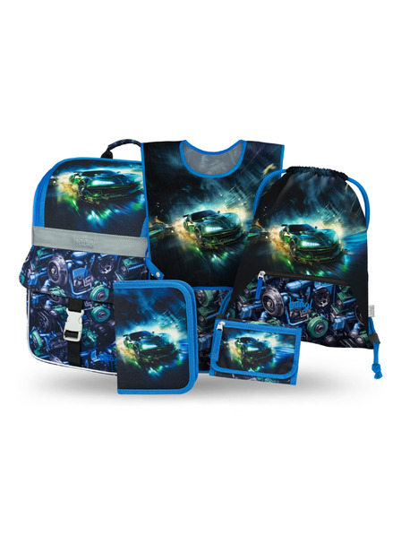 BAAGL  BAAGL SET 5 Zippy Dirkalni avto: aktovka, peresnica, vrečka, predpasnik, denarnica