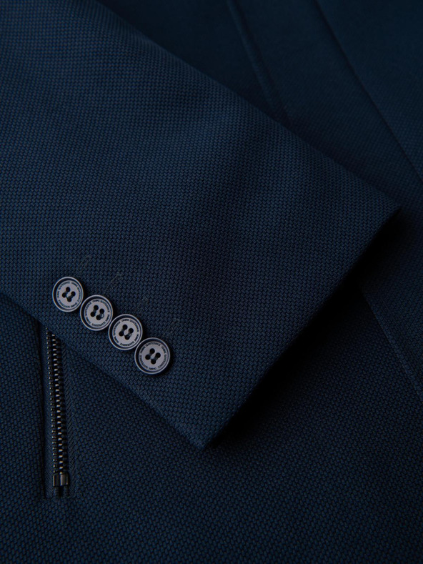 Ombre Clothing Moški prilegajoč strukturiran plašč z visokim ovratnikom - temno moder V2 OM-COWC-0136 Ombre Clothing