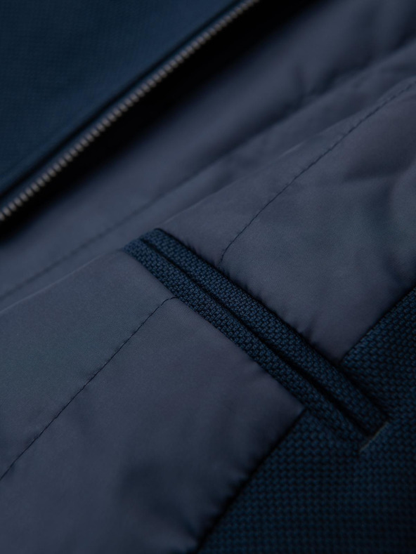 Ombre Clothing Moški prilegajoč strukturiran plašč z visokim ovratnikom - temno moder V2 OM-COWC-0136 Ombre Clothing