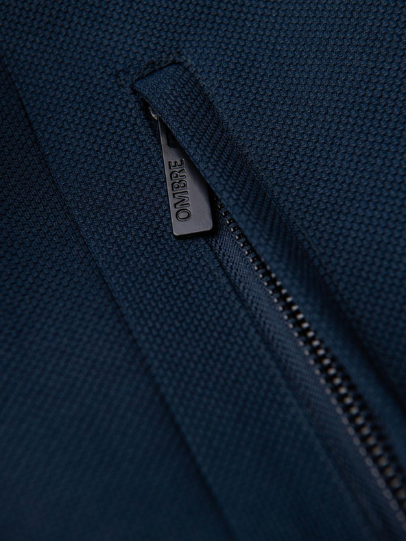 Ombre Clothing Moški prilegajoč strukturiran plašč z visokim ovratnikom - temno moder V2 OM-COWC-0136 Ombre Clothing