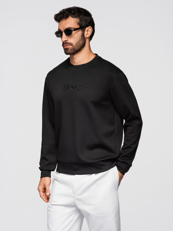 Ombre Clothing Moška mikina s sijoči tisk na prsih - črna V1 OM-SNBC-0199 Ombre Clothing
