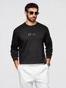 Ombre Clothing Moška mikina s sijoči tisk na prsih - črna V1 OM-SNBC-0199 Ombre Clothing