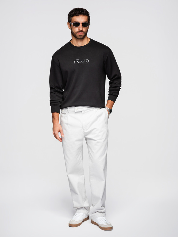 Ombre Clothing Moška mikina s sijoči tisk na prsih - črna V1 OM-SNBC-0199 Ombre Clothing