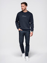 Ombre Clothing Pánska mikina s lesklým potlačom na hrudi - tmavo modrá V4 OM-SNBC-0199 Ombre Clothing