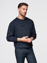 Ombre Clothing Pánska mikina s lesklým potlačom na hrudi - tmavo modrá V4 OM-SNBC-0199 Ombre Clothing