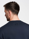Ombre Clothing Pánska mikina s lesklým potlačom na hrudi - tmavo modrá V4 OM-SNBC-0199 Ombre Clothing