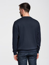 Ombre Clothing Pánska mikina s lesklým potlačom na hrudi - tmavo modrá V4 OM-SNBC-0199 Ombre Clothing