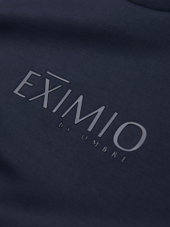 Ombre Clothing Pánska mikina s lesklým potlačom na hrudi - tmavo modrá V4 OM-SNBC-0199 Ombre Clothing