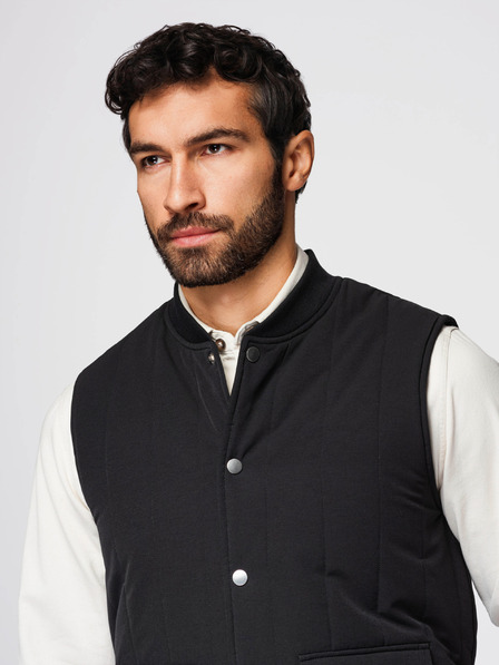 Ombre Clothing Moška neformalna brezrokavna vest z navpičnim prešivanjem - črna V1 OM-JAVJ-0323 Ombre Clothing