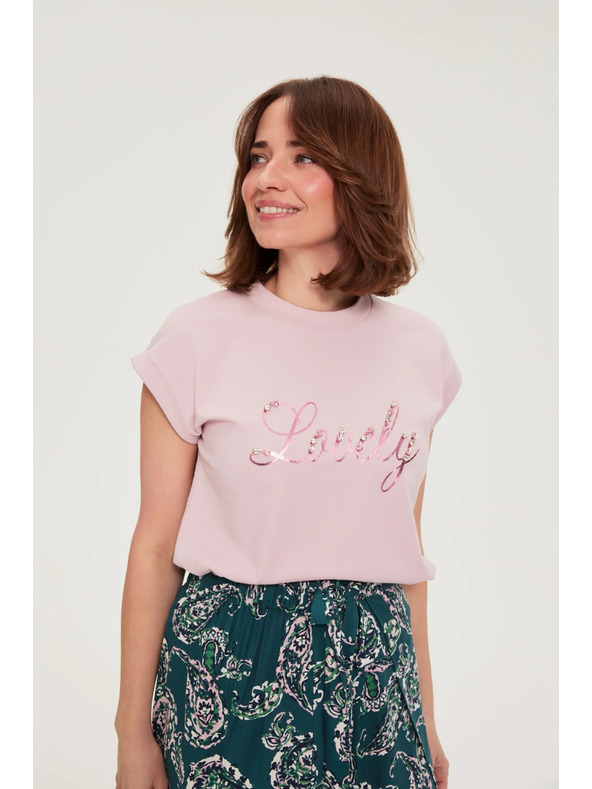 Moodo Bluza z napisom rožnata Moodo