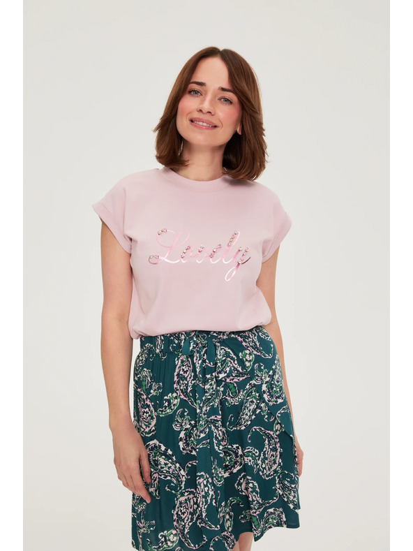 Moodo Bluza z napisom rožnata Moodo