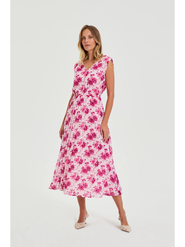 Moodo Obleka midi s cvetjem rožnata Moodo
